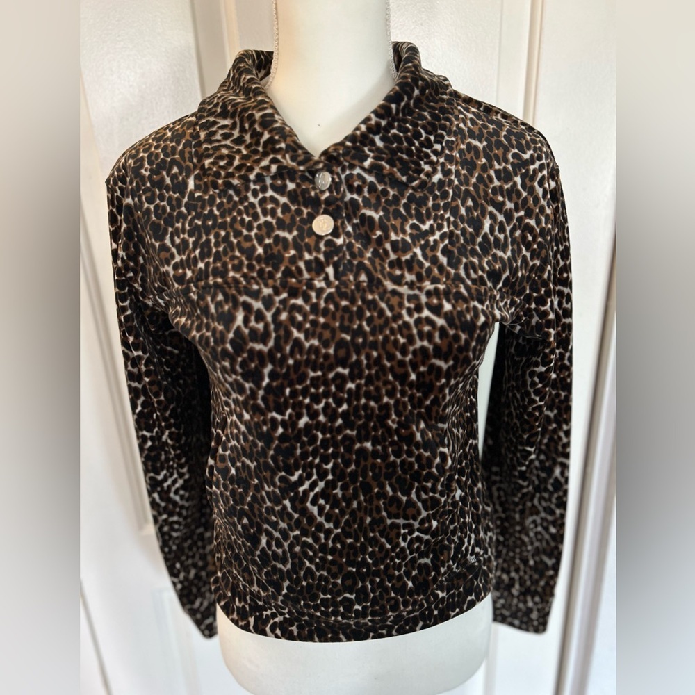 Juicy Couture Leopard Print Velour Pullover Sweatshirt Size Small - Picture 2 of 11